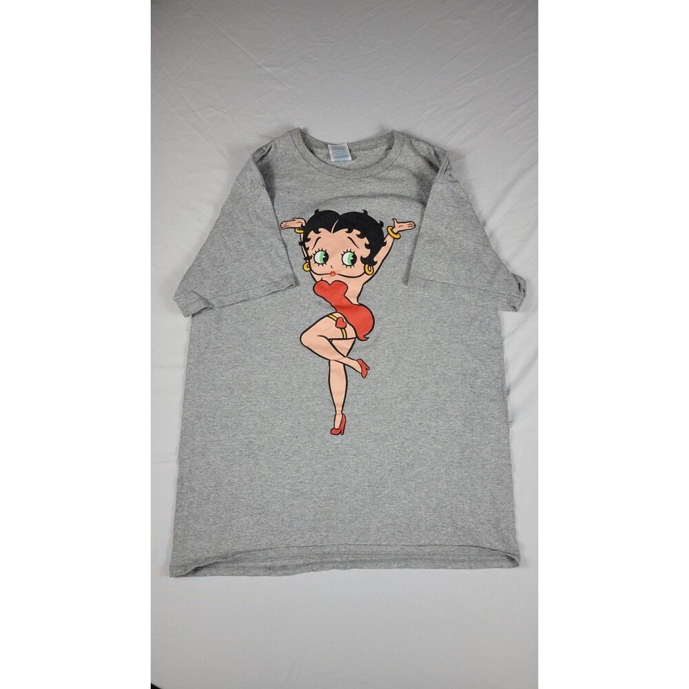 Betty Boop Shirt Mens Medium Gray Graphic Cartoon Delta Pro Weight Tee
